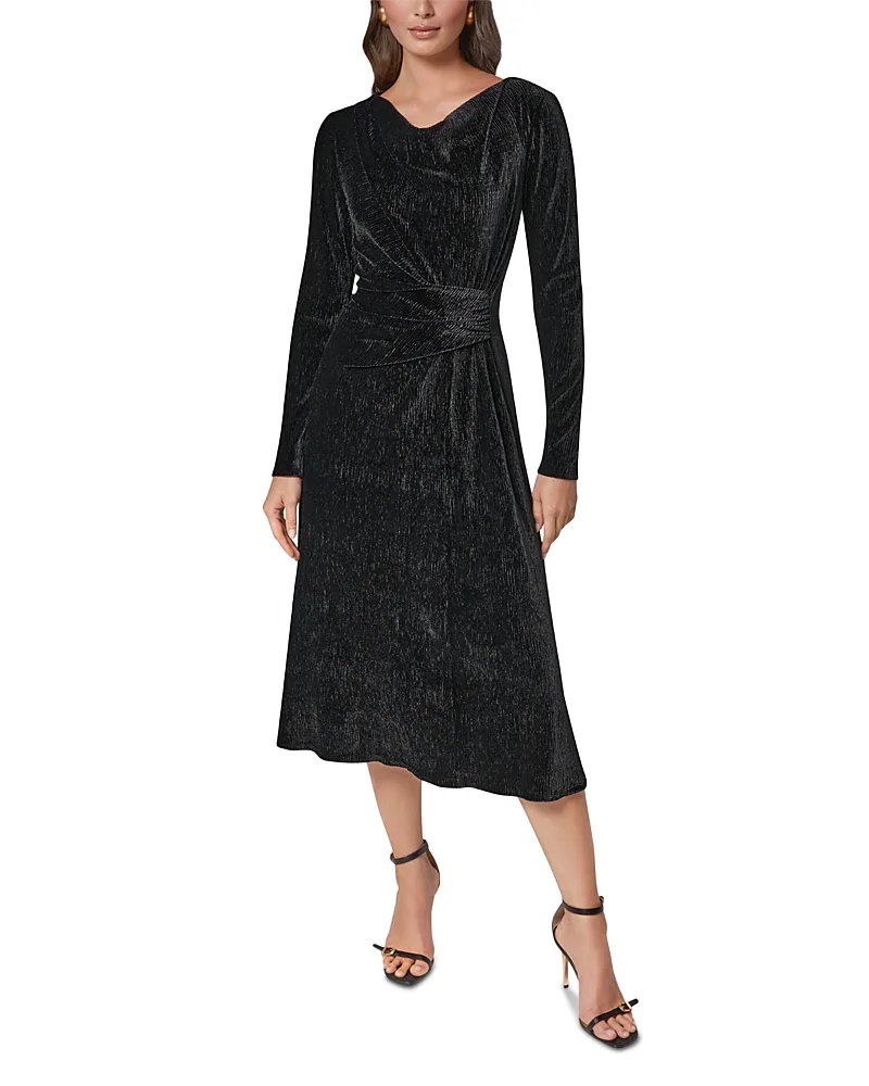 Crinkled Velvet Draped Waist Dress by Donna Karan New York
