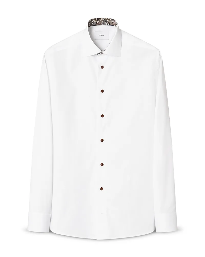 Contemporary Solid Shirt with Paisley Detail by Eton