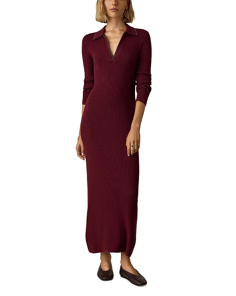 Throwback Long Sleeve Cotton & Cashmere Sweater Dress
