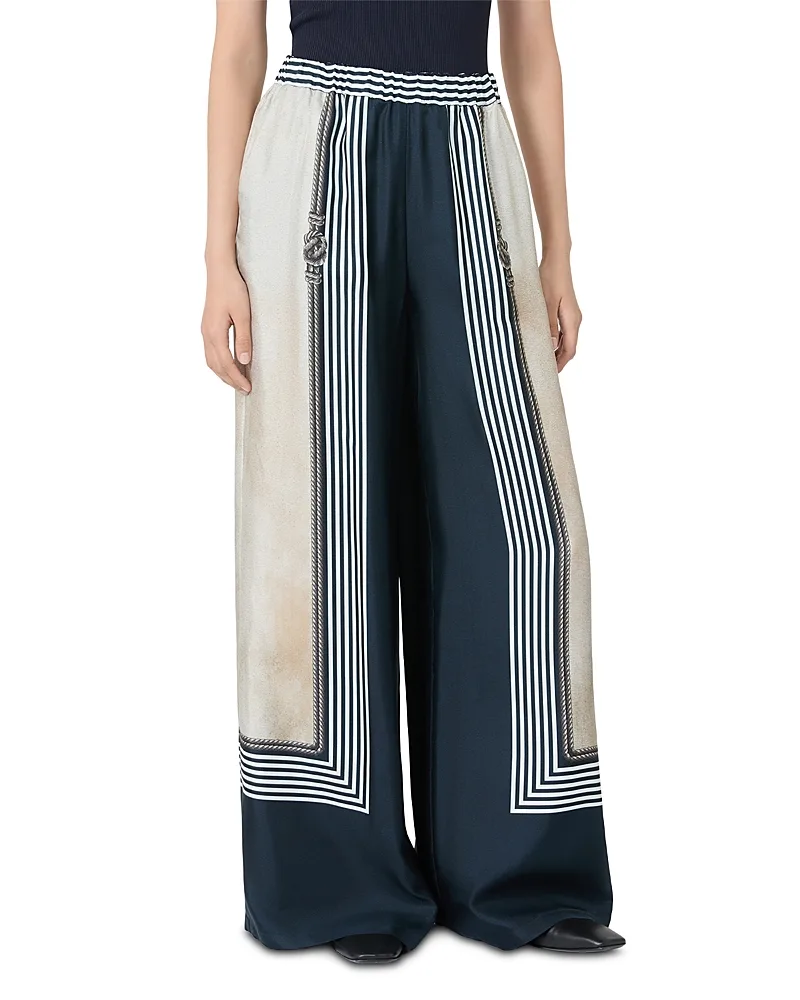 Mxmcarabo Ultramarine Silk Wide Leg Pants by Max Mara