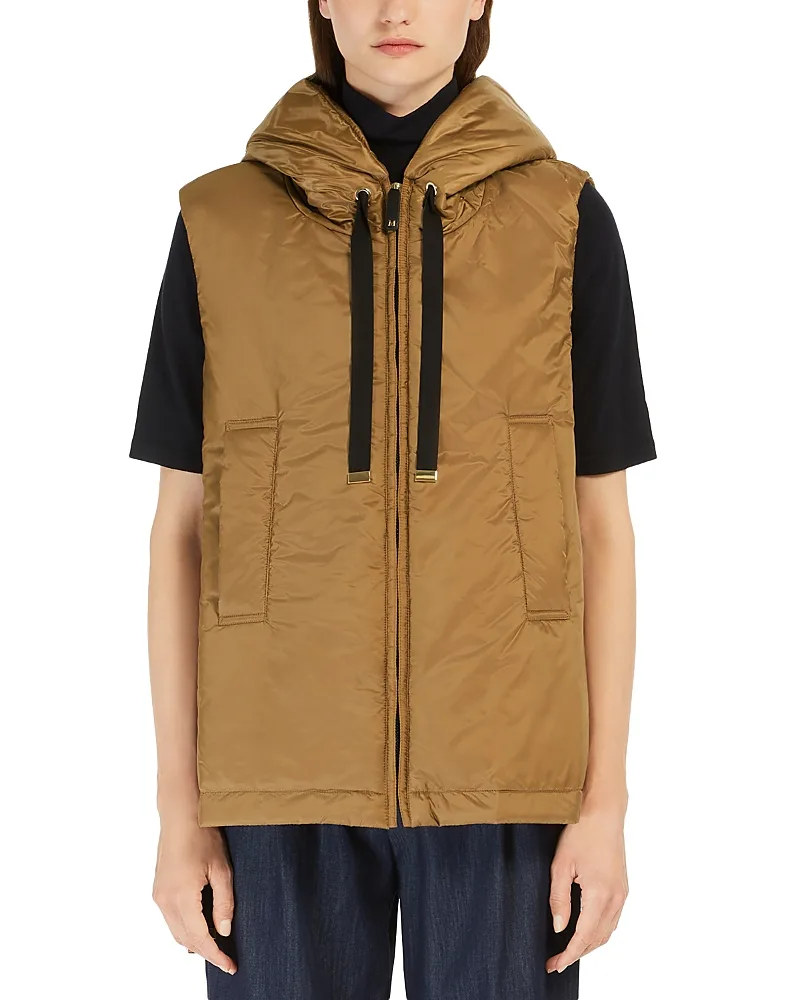 Greengo Water Repellent Hooded Puffer Vest by Max Mara