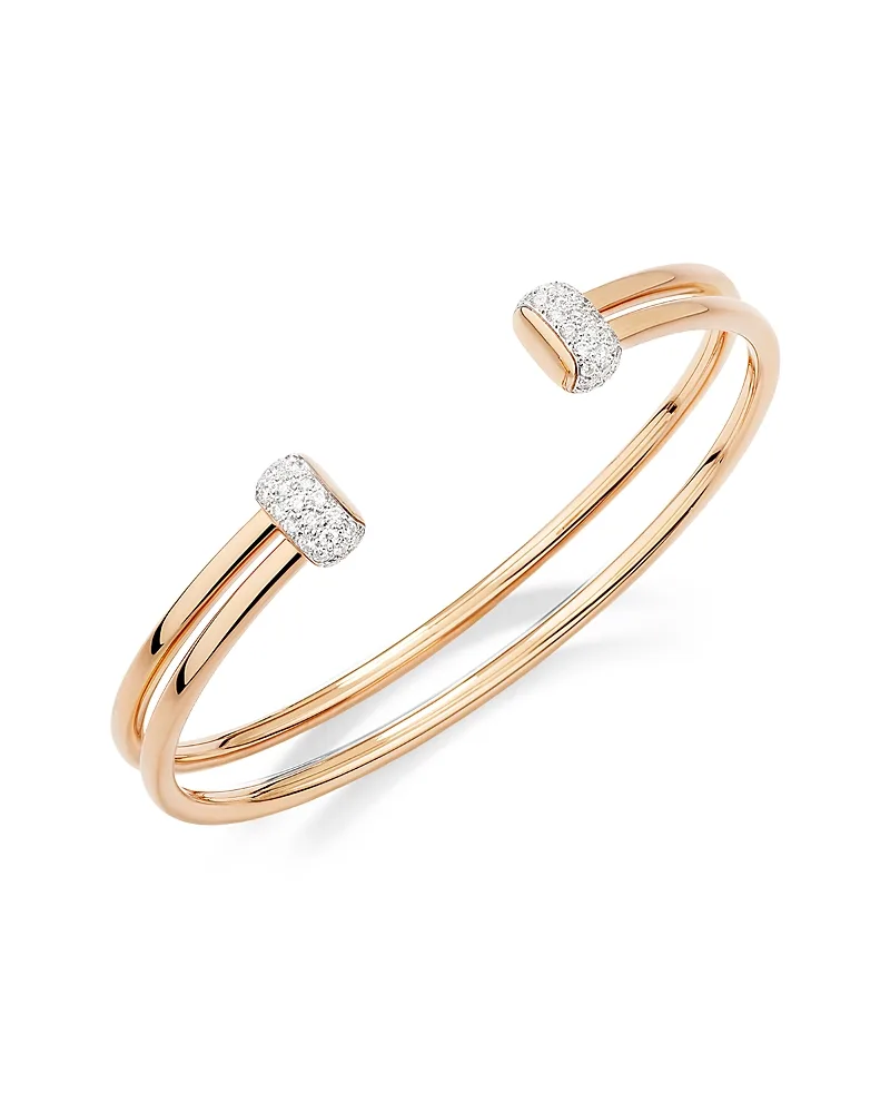 18K Rose Gold Pomellato Together Diamond Double Row Cuff Bracelet, 0.6 Tcw