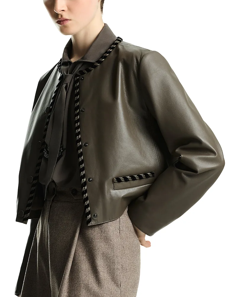 Emporio Armani Leather Braided Trim Jacket by Armani