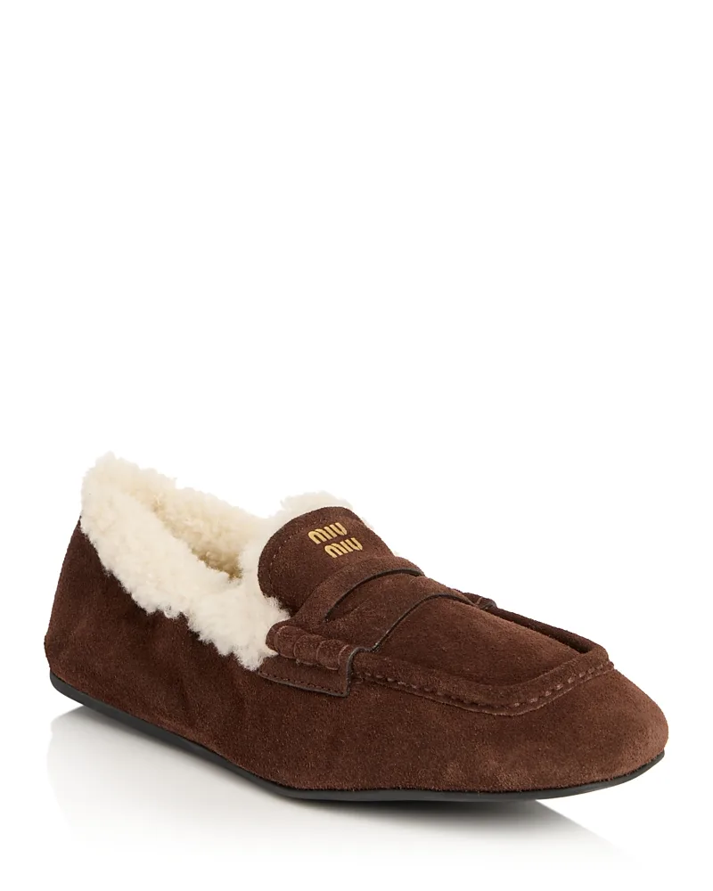 Shearling Penny Loafers by Miu Miu