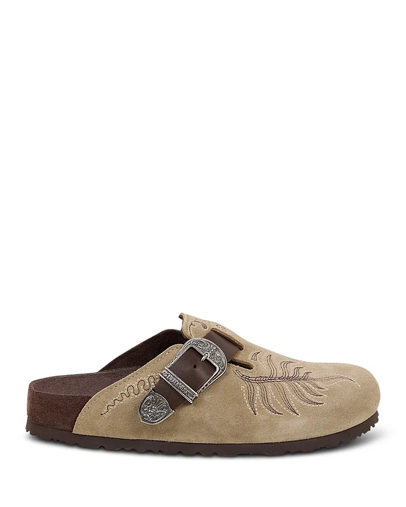 Birkenstock x Etro Boston Embroidered Suede Clogs