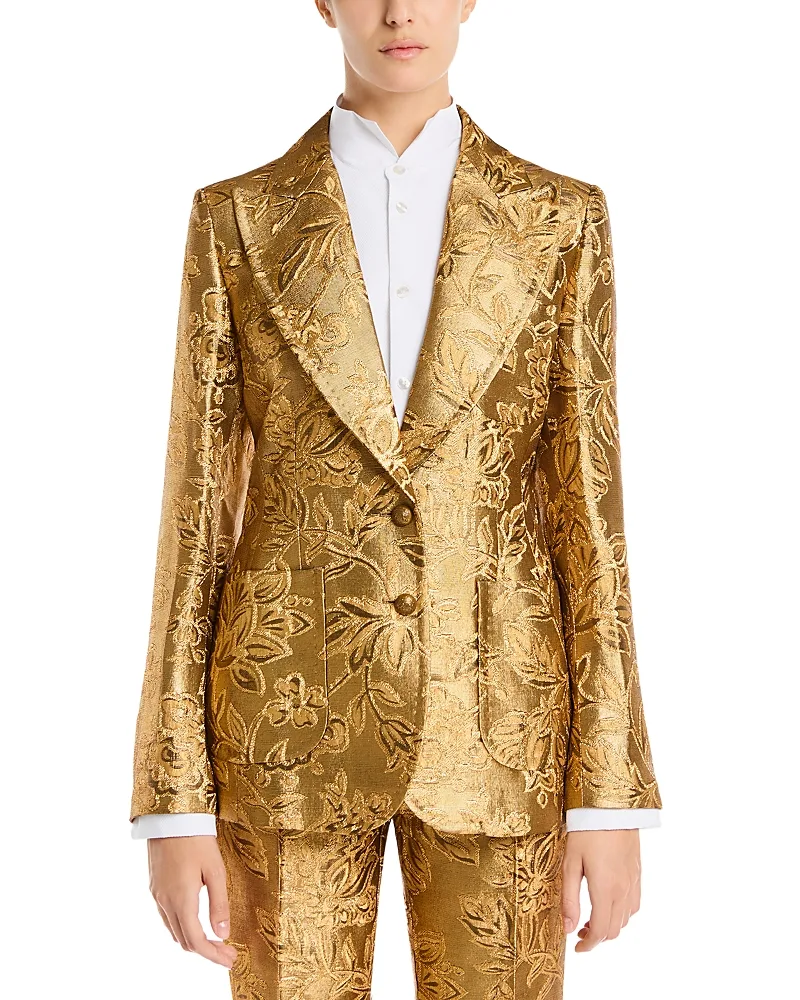 Peak Lapel Textured Button Front Jacket by ETRO