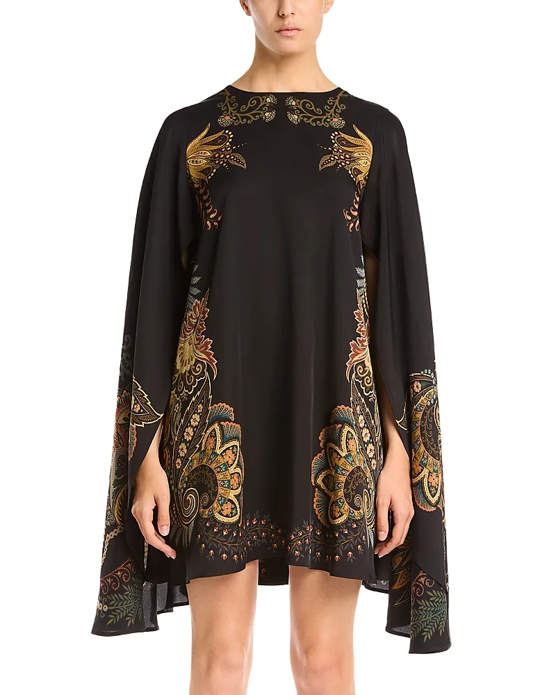 Round Neck Printed Cape Mini Dress by ETRO