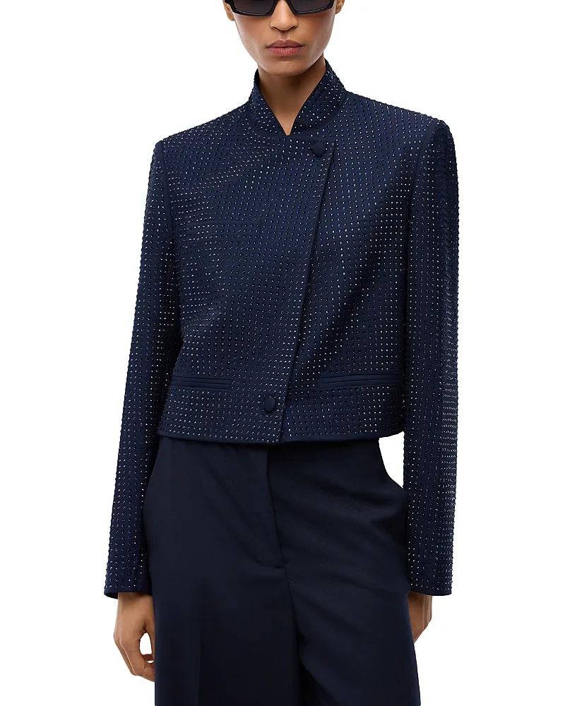 Morasca Mandarin Collar Studded Jacket by Pinko