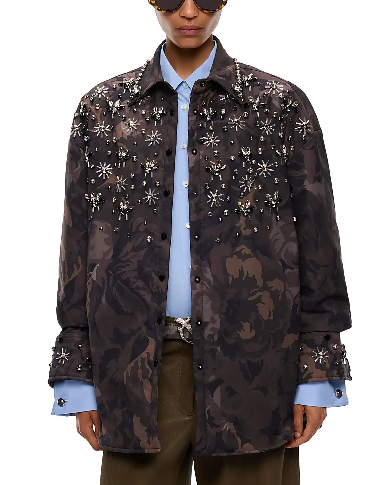 Barengo Technical Canvas Embellished Overshirt by Pinko