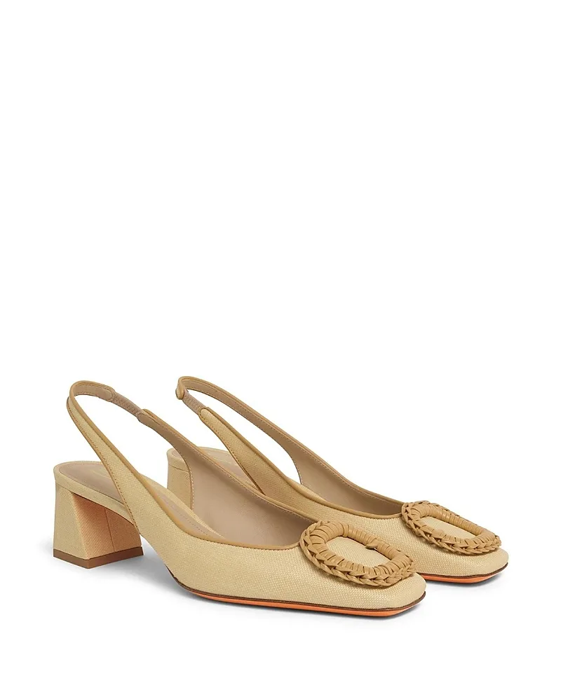 Raffia Mid-Heel Slingback by Santoni