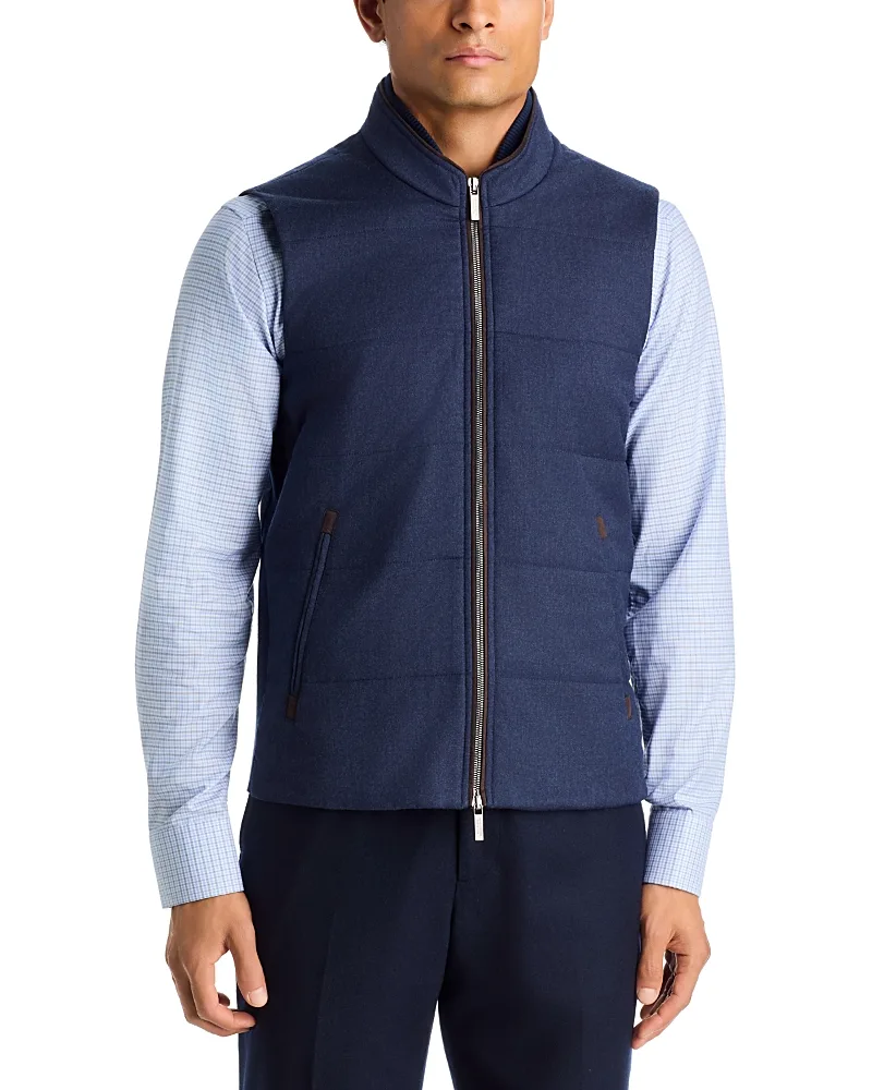 Wool Stretch Flannel Channel Quilt Vest by Maurizio Baldassari