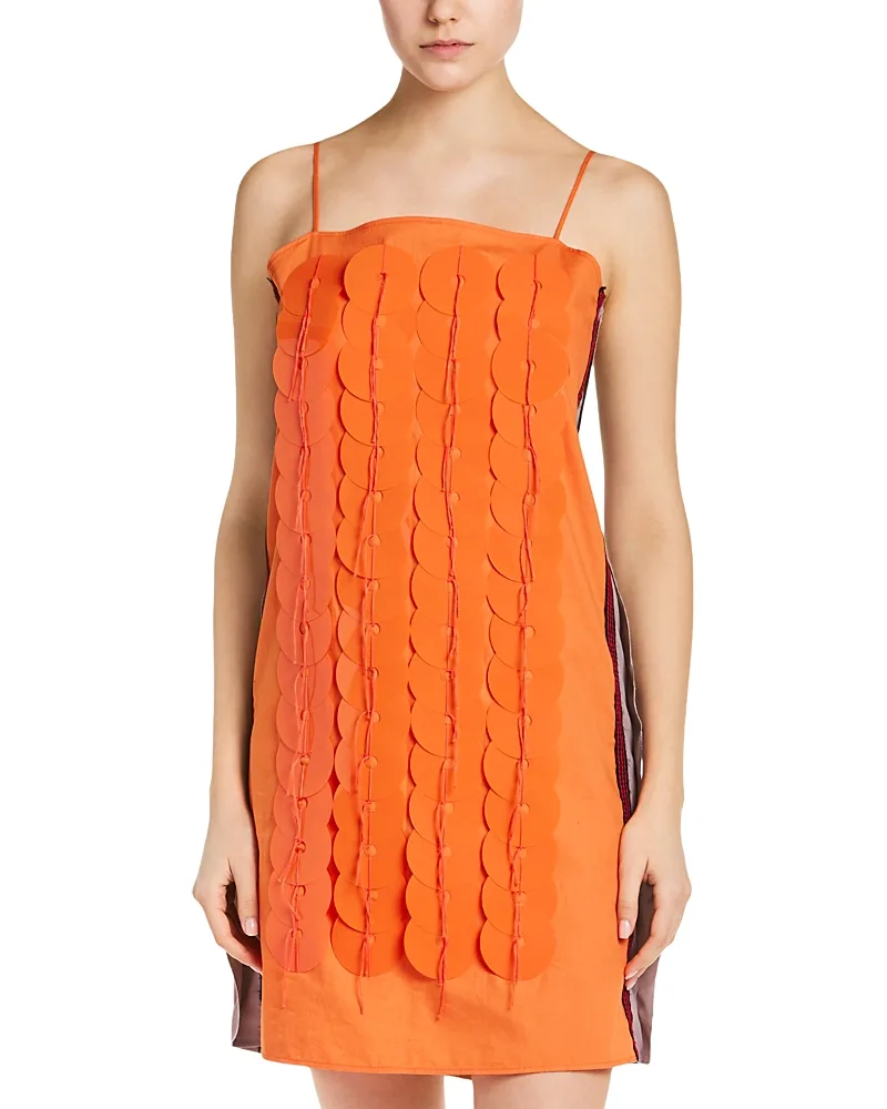 Cotton Color Blocked Embellished Mini Dress by Marni