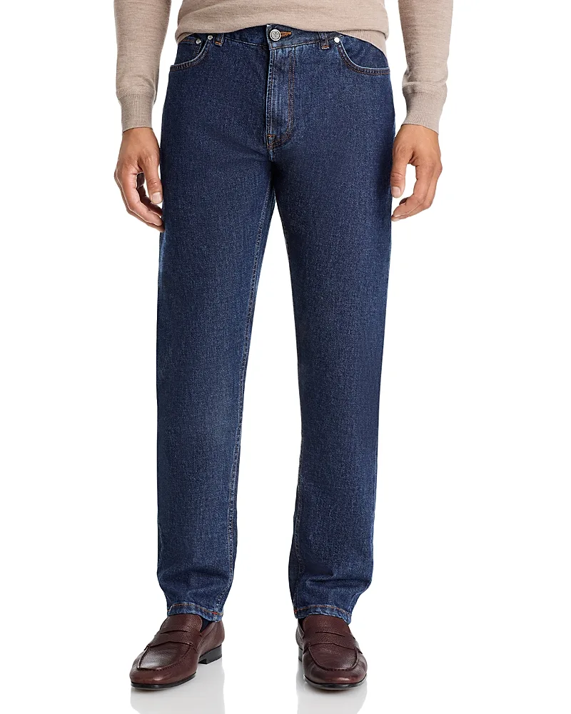 Cotton & Cashmere Dark Wash Denim Jeans by Isaia