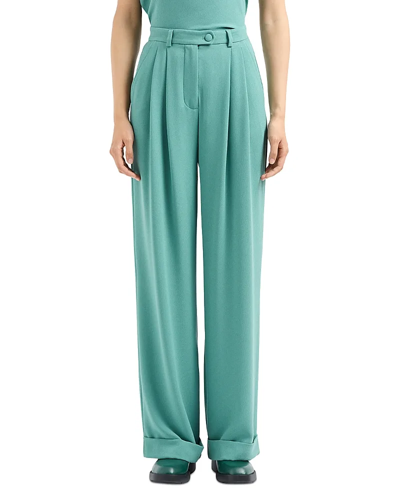 Emporio Armani Stretch Polyester Trousers with Rolled Cuffs by Armani
