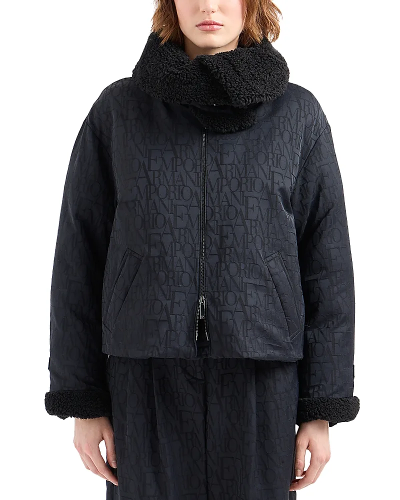 Emporio Armani Faux Fur Trim Logo Coat by Armani