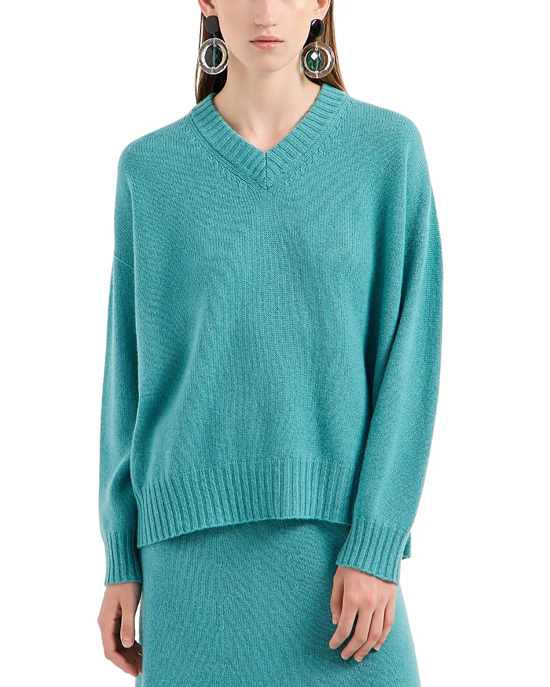 Emporio Armani Seamless Plain Knit V Neck Sweater by Armani