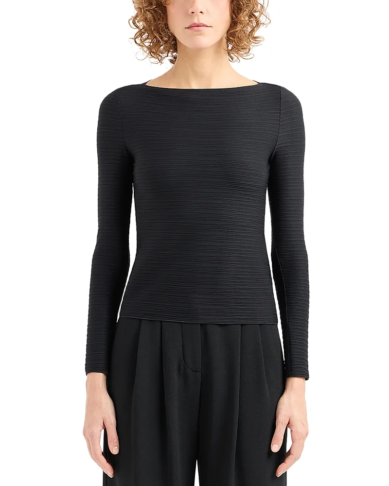 Emporio Armani Stretch Jacquard Jersey Top by Armani