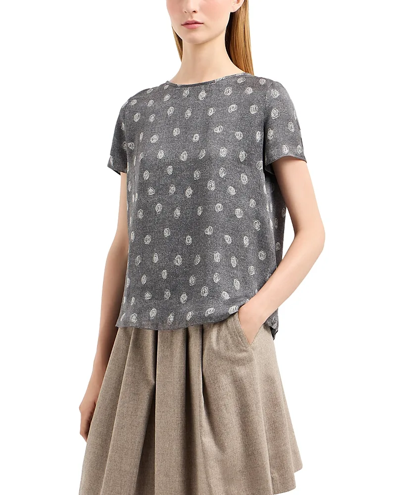 Emporio Armani Silk Chiffon Short Sleeve Top by Armani