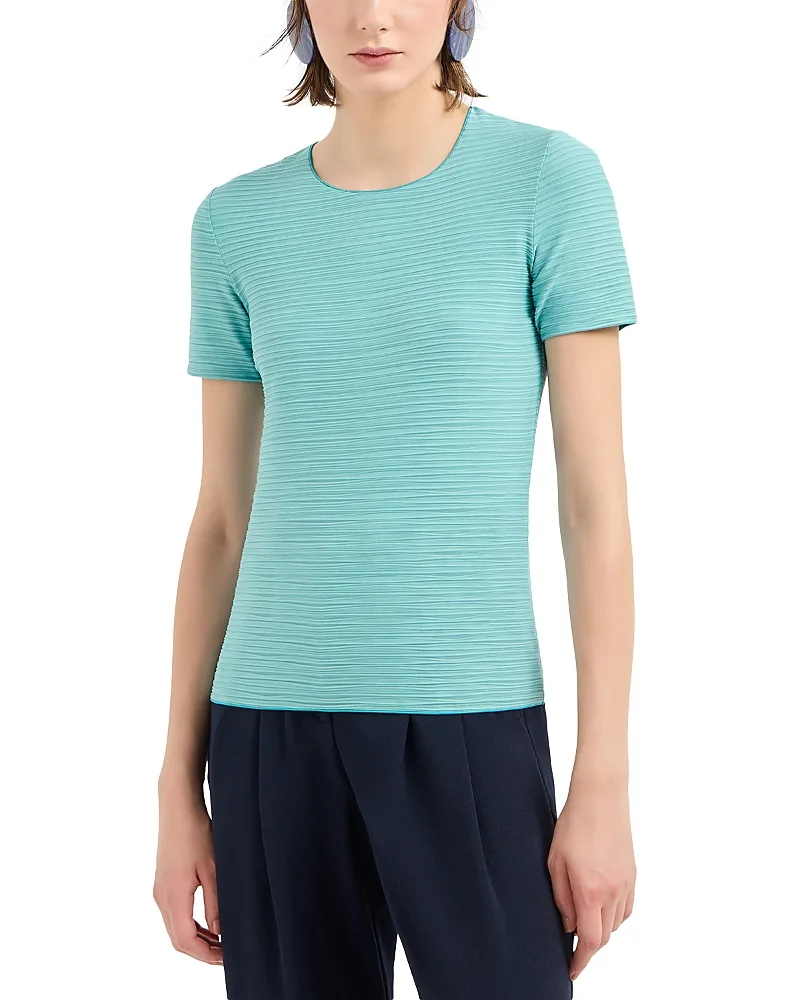 Emporio Armani Stretch Jacquard Jersey Short Sleeve Top by Armani