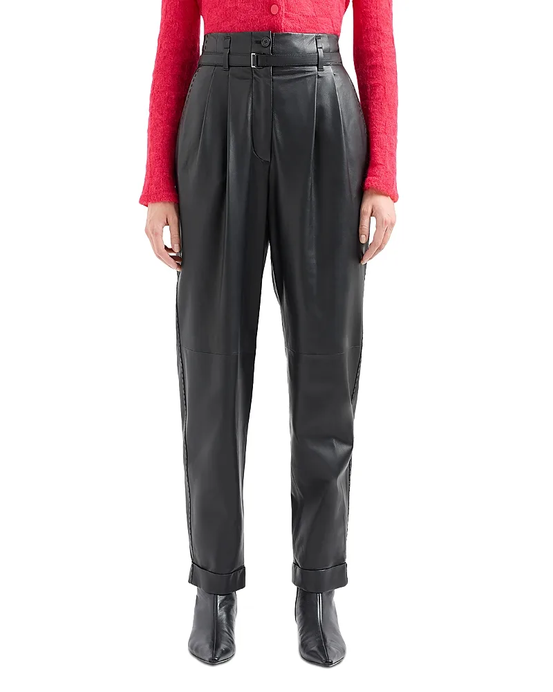 Emporio Armani Belted Leather Pants by Armani