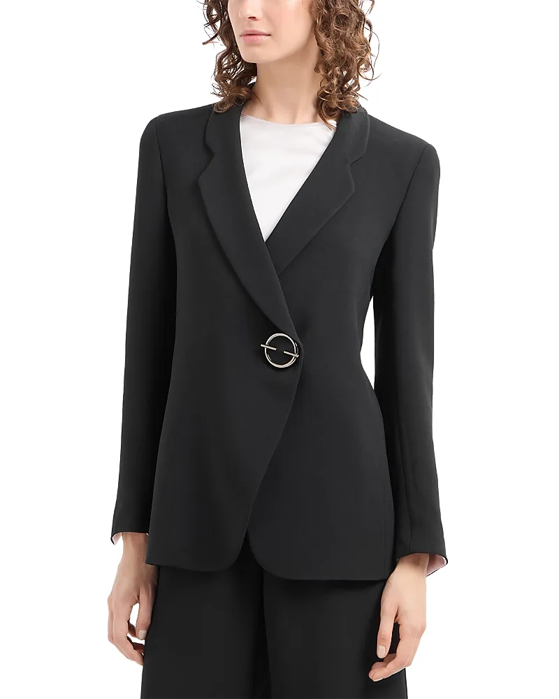 Emporio Armani Front Metal Closure Crepe Cady Blazer by Armani