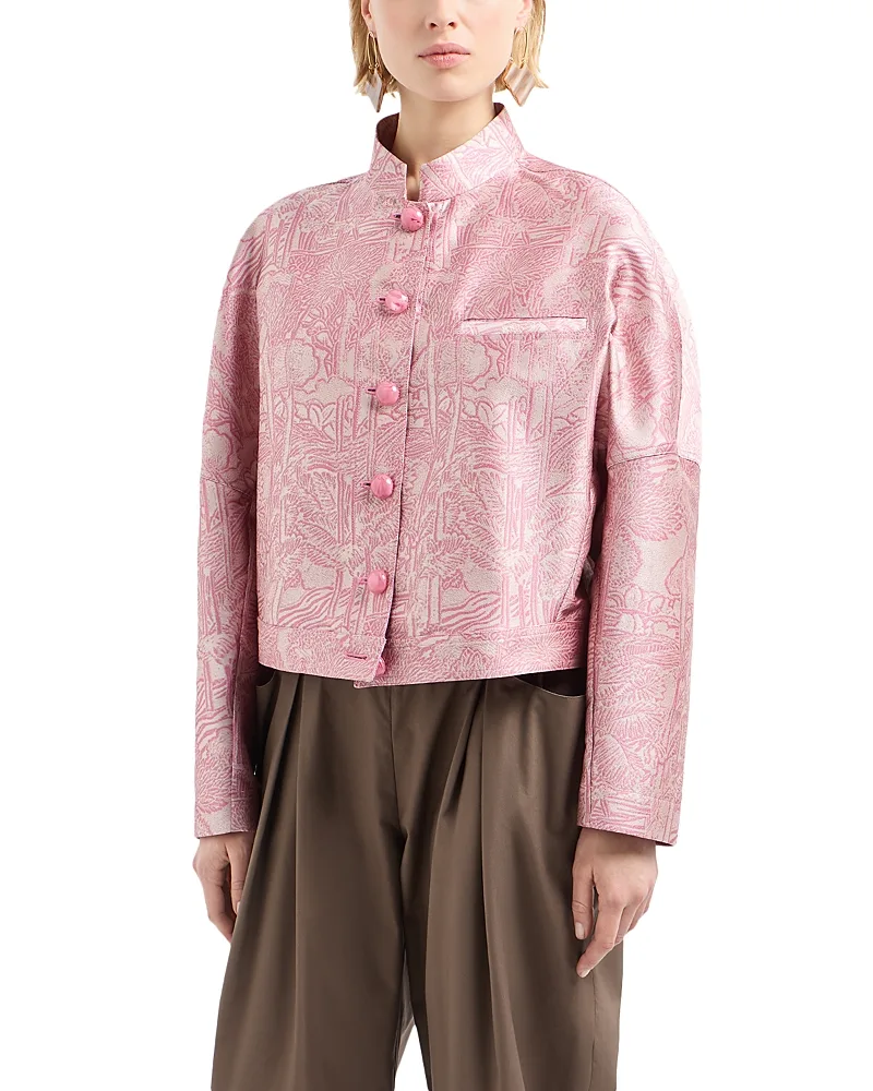 Emporio Armani Landscape Tonal Print Shiny Jacquard Jacket by Armani