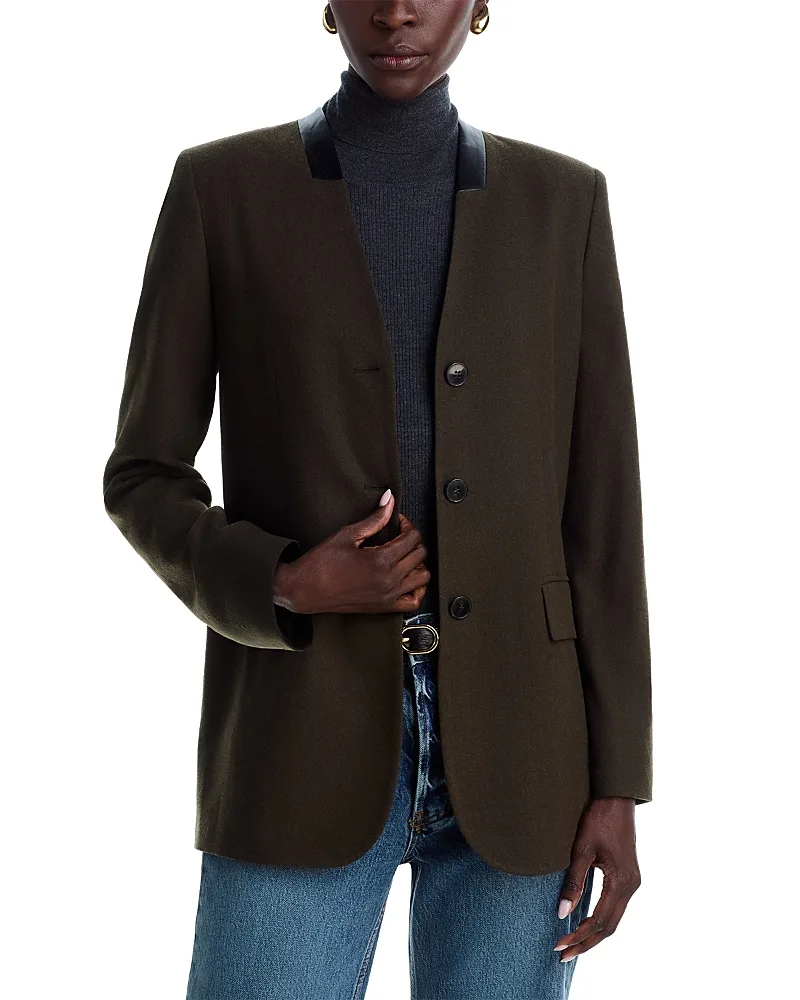 Flannel Collarless Blazer by Emme