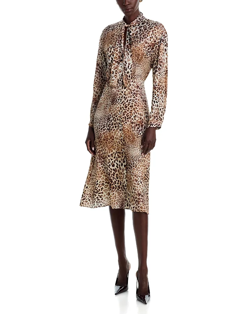 Satin Tie Neck Shirtdress