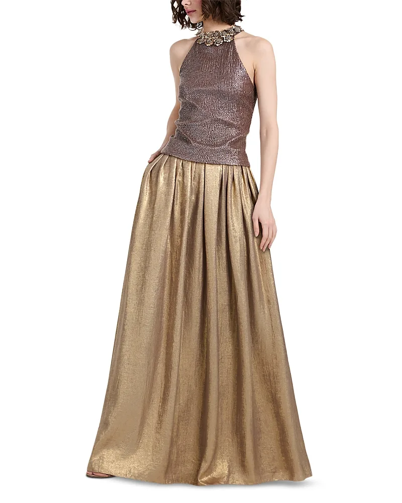 Paillette Flower Halter Top by Emily Shalant