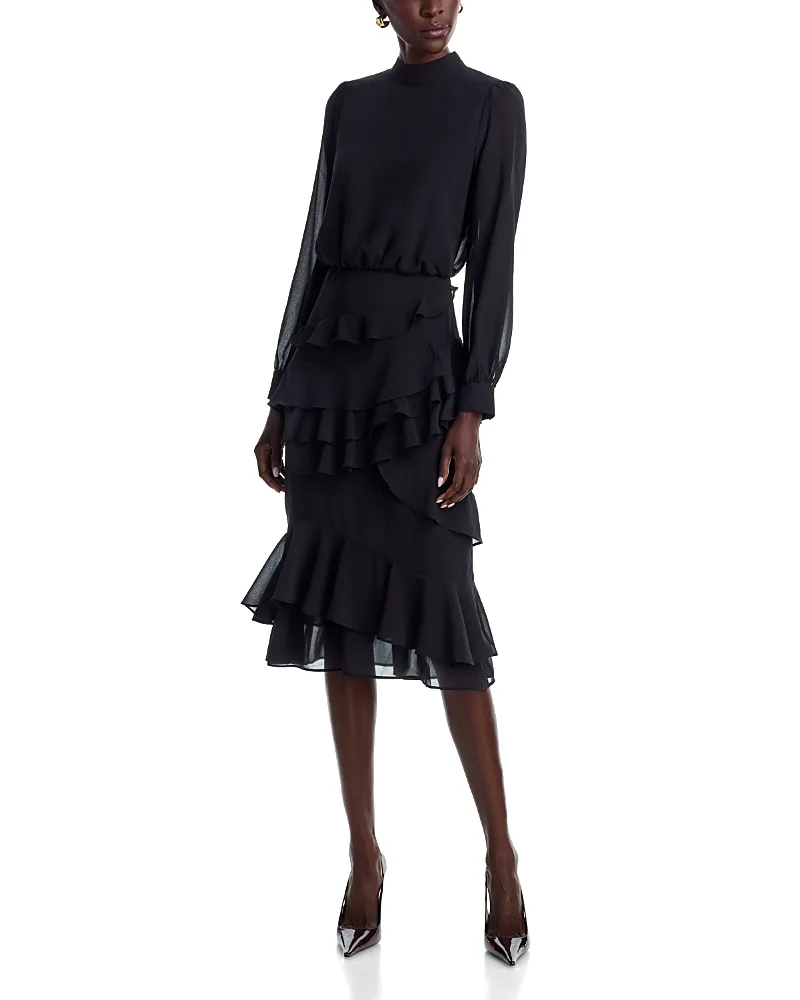 Evelyn Mock Neck Midi Dress by Area