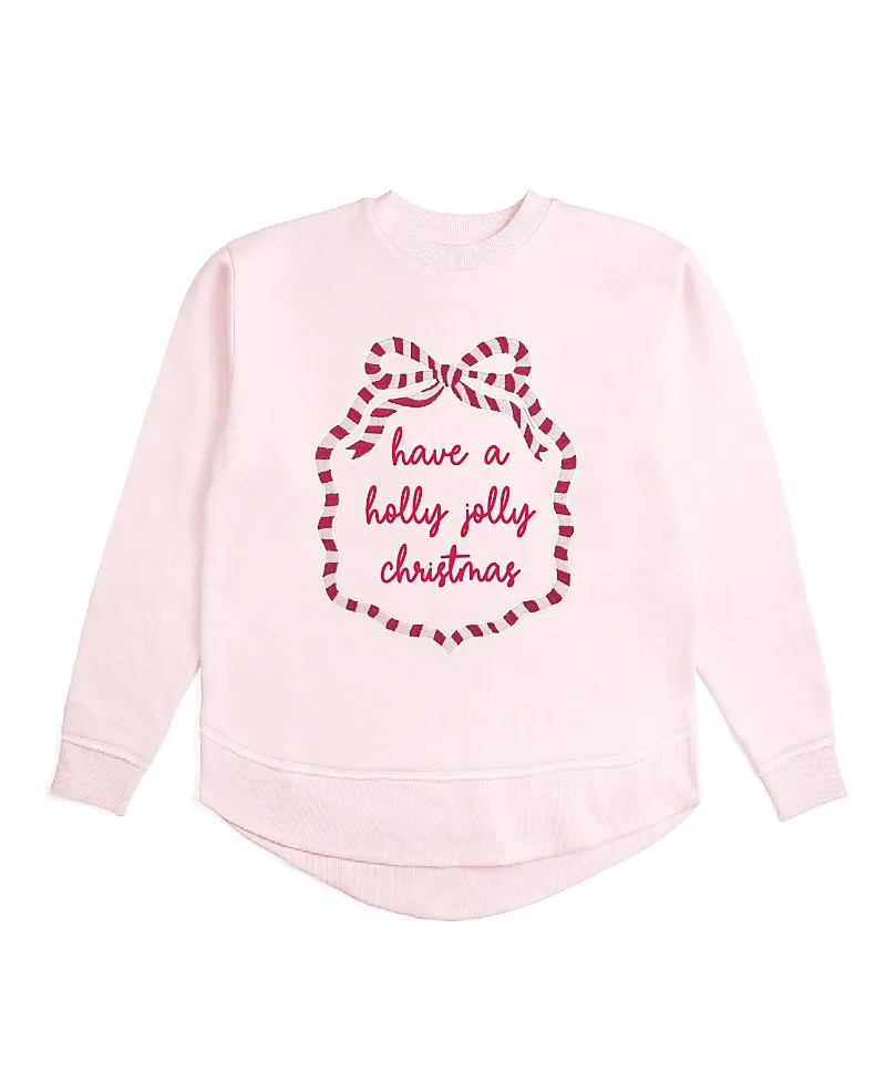 Holly Jolly Christmas Sequin Bow Patch Sweatshirt by Sweet Wink