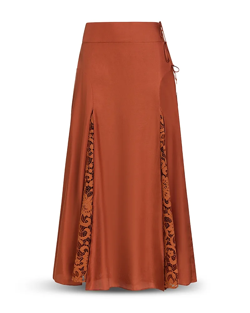 Gracen Silk & Cotton Lace Godet Skirt by Marie Oliver