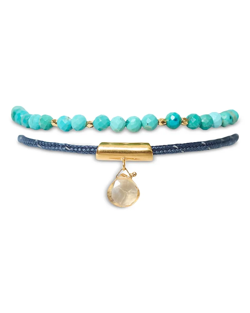 Surf Gemstone Beaded Ankle Bracelets, Set of 2 by Chan Luu