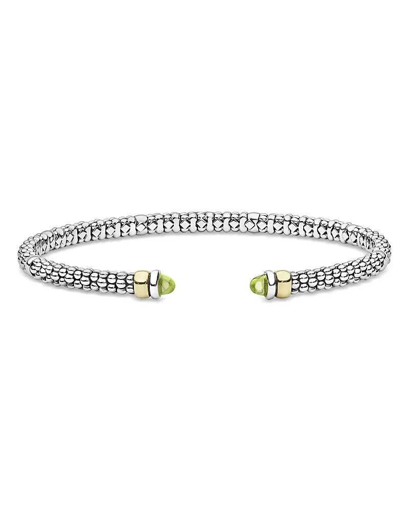14K Yellow Gold & Sterling Silver Signature Caviar Gemstone Cuff Bracelet