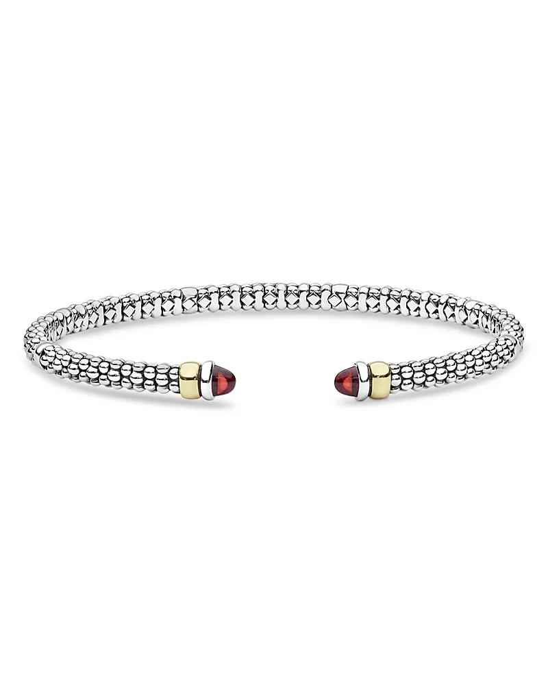 14K Yellow Gold & Sterling Silver Signature Caviar Gemstone Cuff Bracelet