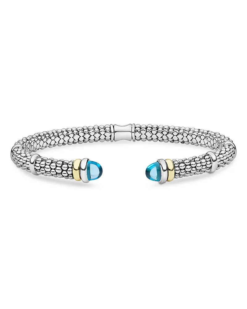 18K Yellow Gold & Sterling Silver Gemstone Versa Torque Bracelet