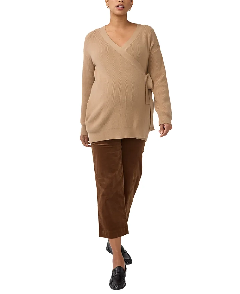 Ribbed Knit Crossover Maternity Nursing Cardigan by Ingrid & Isabel