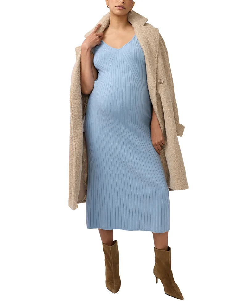 Sleeveless Rib Sweater Maternity Nursing Midi Dress by Ingrid & Isabel