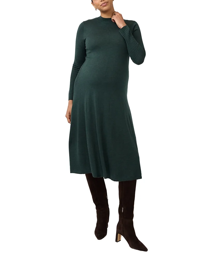 Long Sleeve Fit-and-Flare Sweater Maternity Midi Dress by Ingrid & Isabel