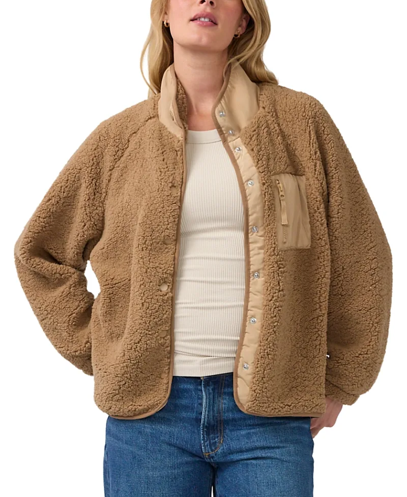 Relaxed Raglan Sleeve Maternity Sherpa Jacket
