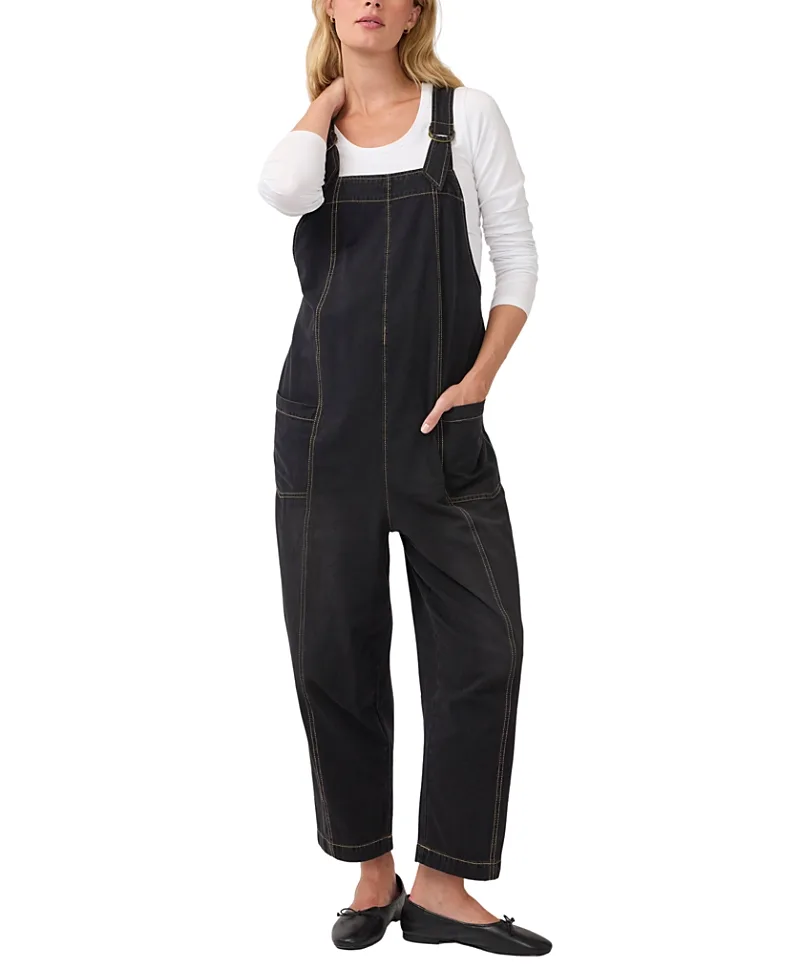 Straight Leg Soft Denim Maternity Overall by Ingrid & Isabel