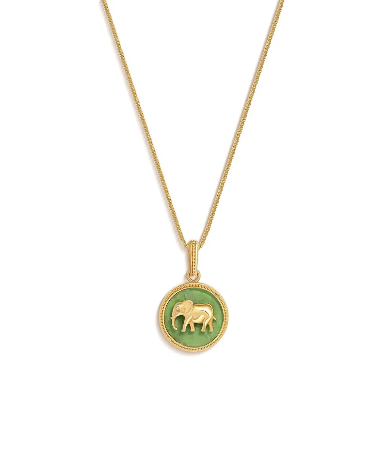 Tranquil Guardian Jade Elephant Necklace by Karma And Luck