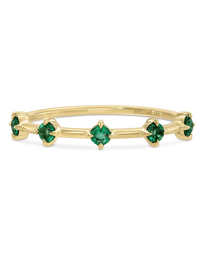14K Yellow Gold Emerald Five Stone Stack Ring by EF Collection