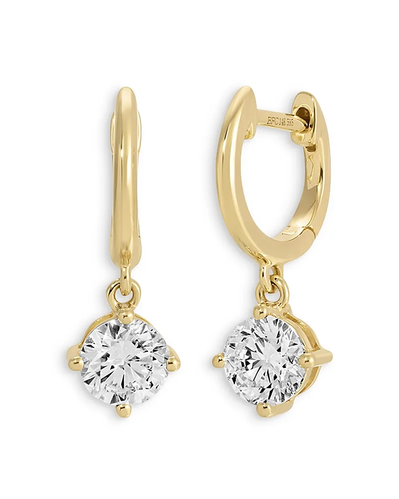 14K Yellow Gold Lab Grown Diamond Droplet Huggie Hoop Earrings, 1.0 Tcw
