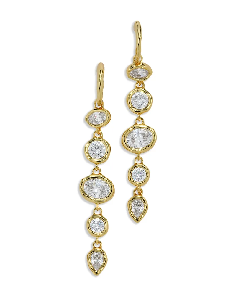 Asterales Cubic Zirconia Linked Charm Hoop Earrings