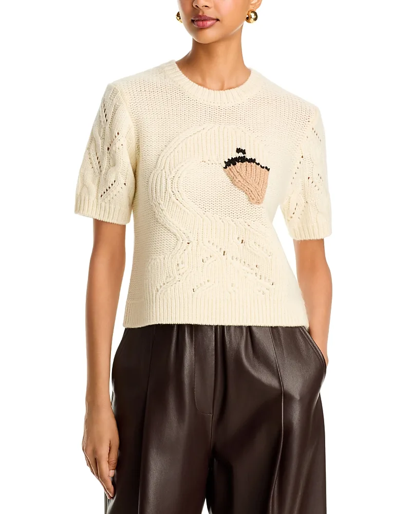 Baxter Wool Swan Short Sleeve Sweater by Tanya Taylor