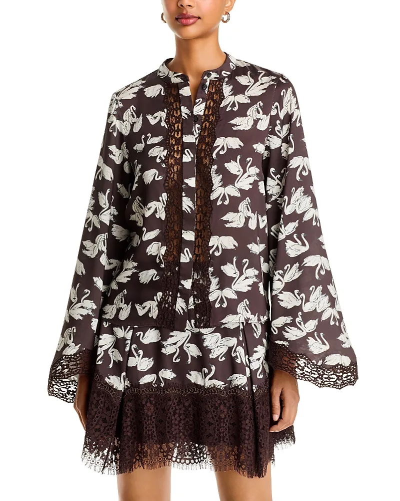 Brielle Lace Trim Flowy Sleeve Top by Tanya Taylor