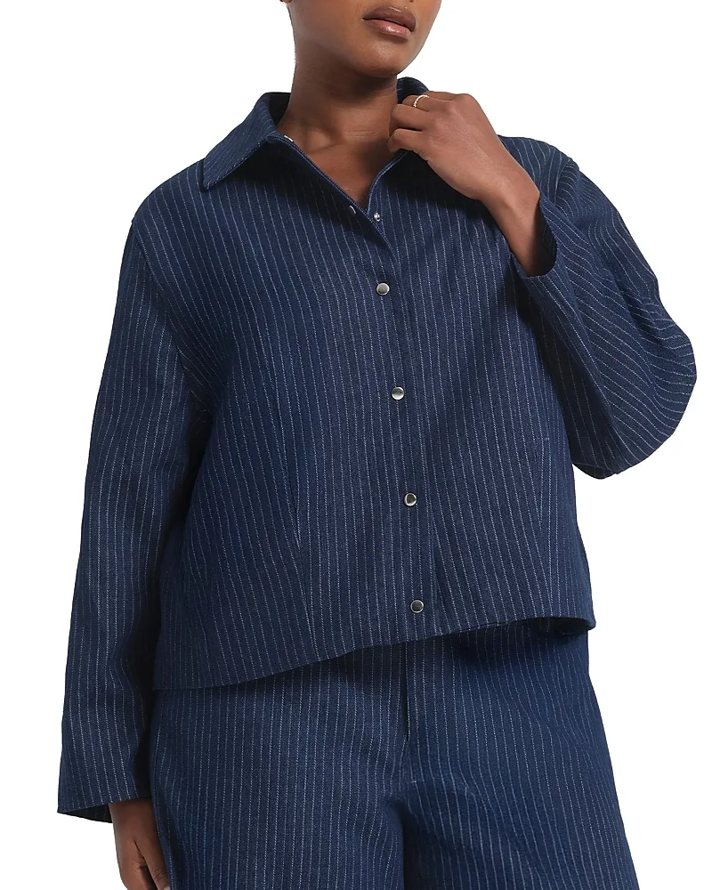 Winslow Cotton Pinstriped Jacket by Estelle Plus