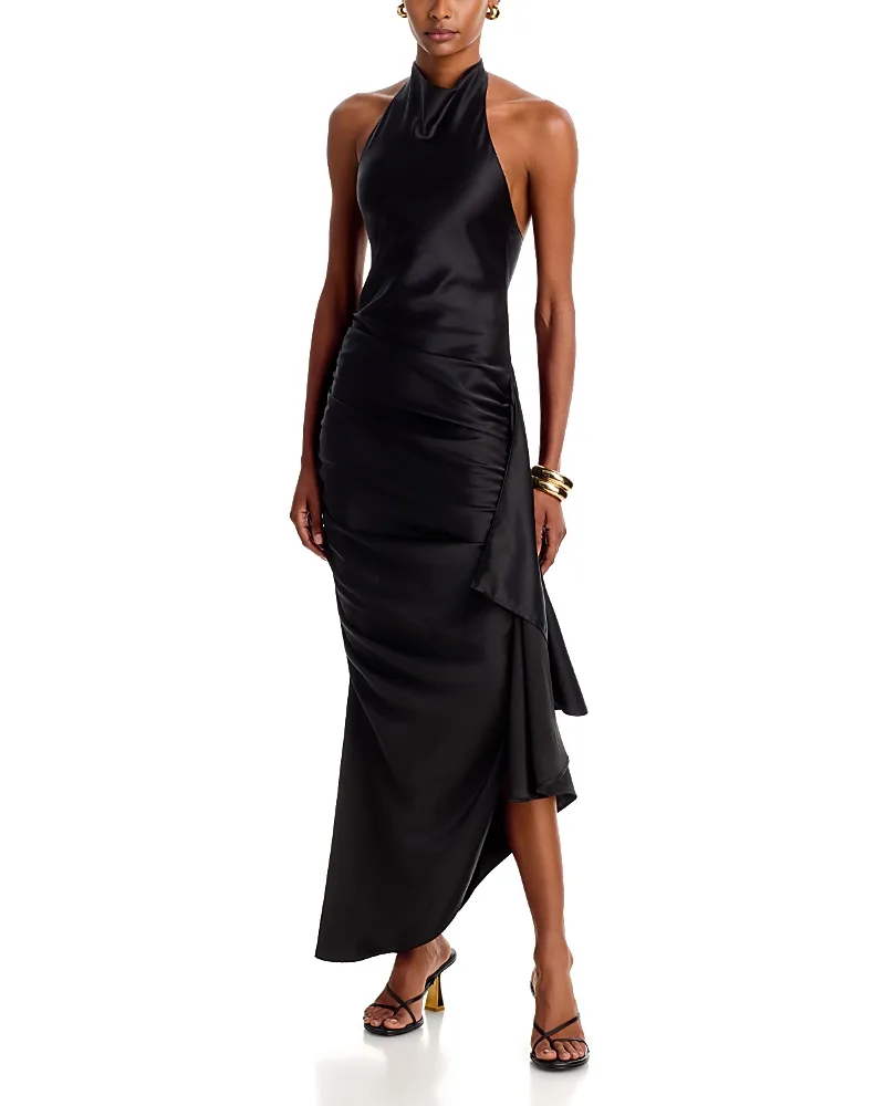 Mase Silk Ruched Halter Dress by Paris Georgia