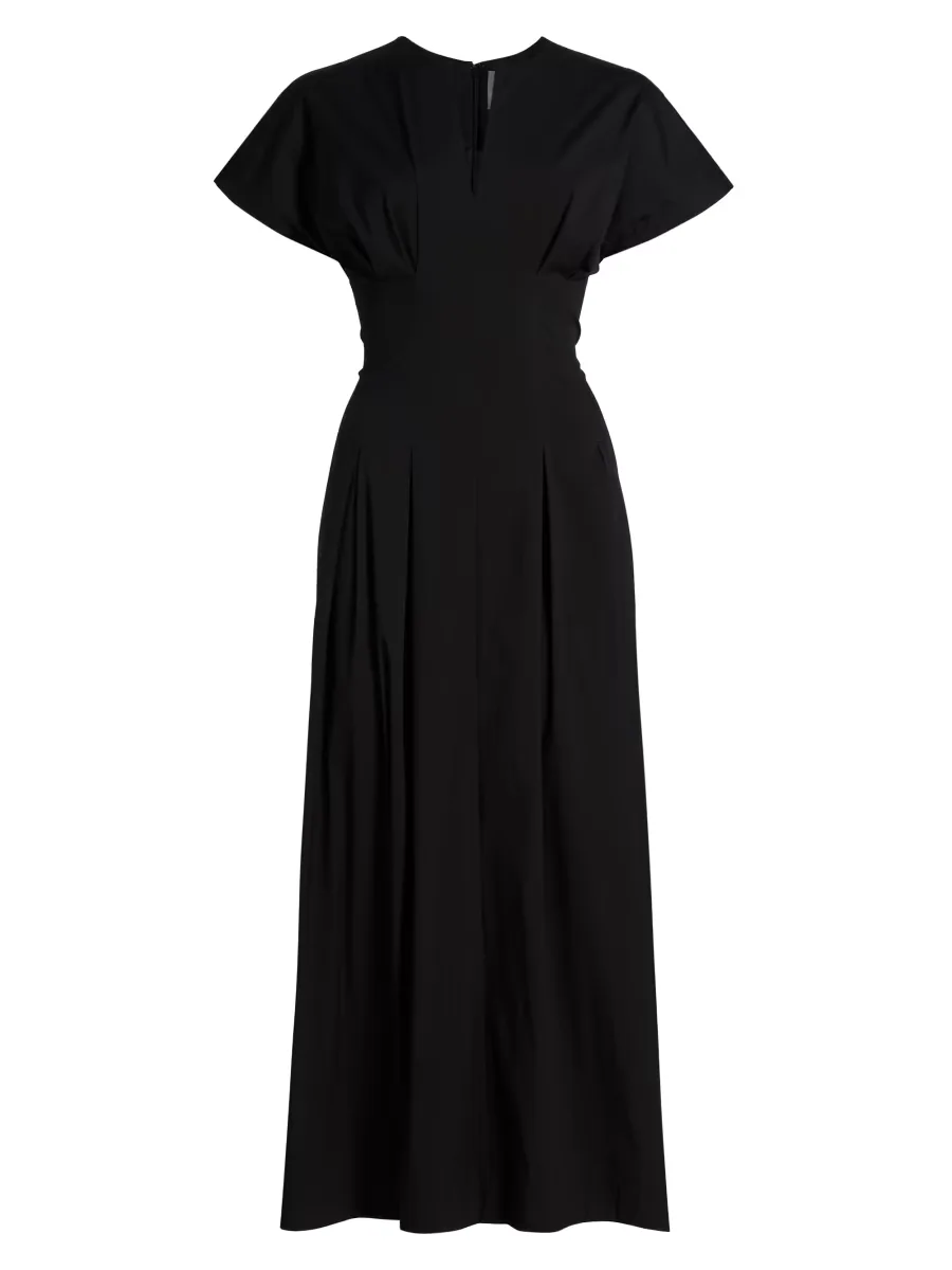 Smocked Back Cotton Poplin Midi-Dress by Lela Rose